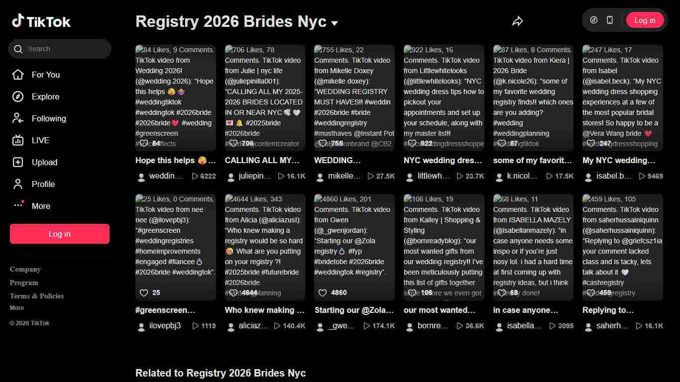 Registry 2026 Brides Nyc TikTok