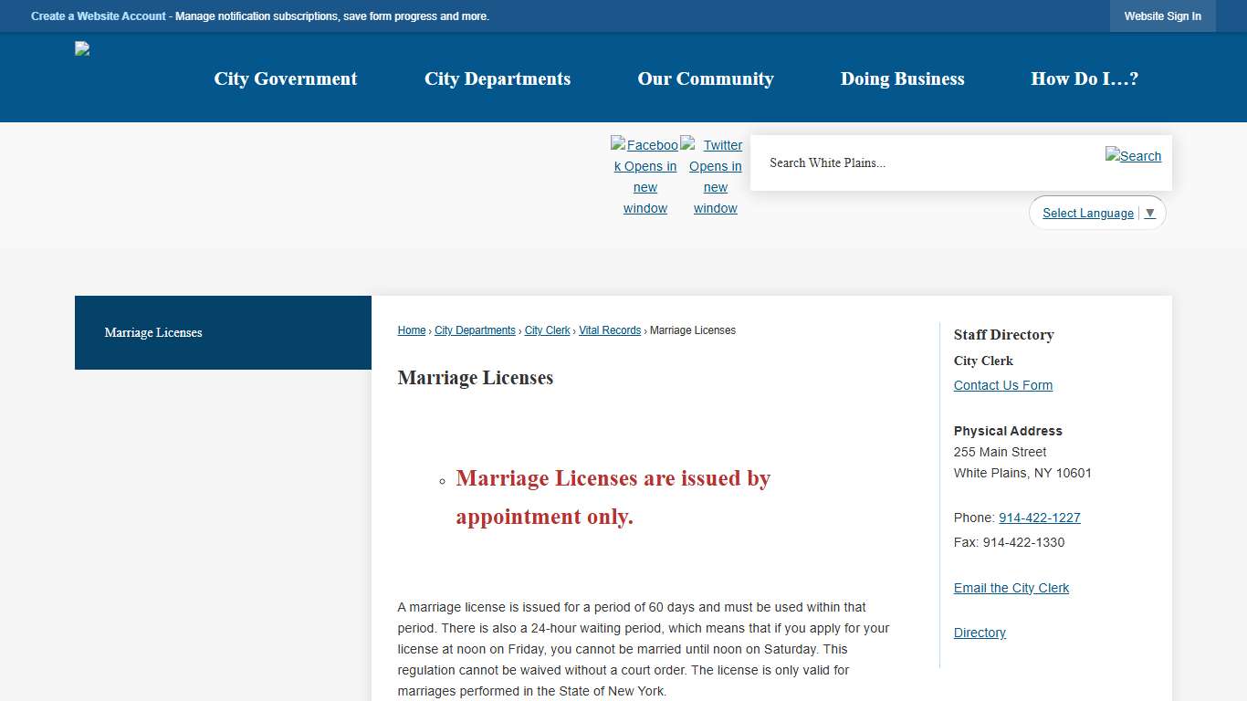 Marriage Licenses White Plains, NY - Official Website
