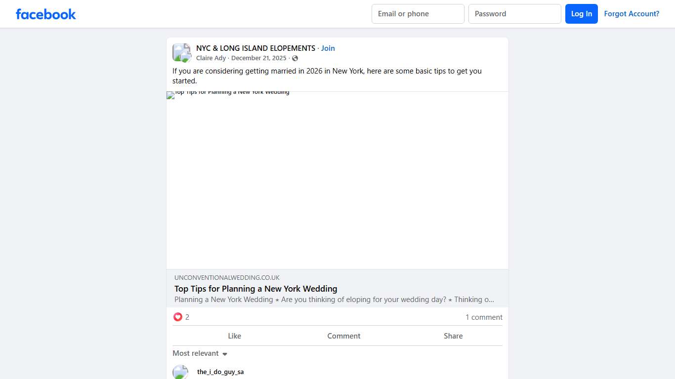 NYC & LONG ISLAND ELOPEMENTS If you are considering getting married in 2026 in New York, here are some basic tips to get you started Facebook